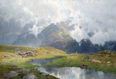 Cloudy High Mountain Landscape by Carl Julius E. Ludwig